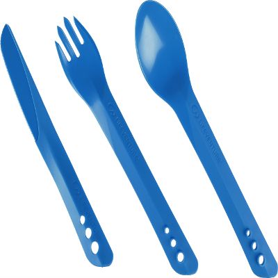 Lifeventure Ellipse Plastic Interlocking Cutlery Set for Camping, Travel & Outdoor - Blue