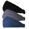 CHARM Black, Dark Gray, Navy 3-Pack Headband for Men, Japanese Style Bandana Head Bands for Women and Men, Stretch Hair Band for Sports & Daily Wear by Casualbox M view 1