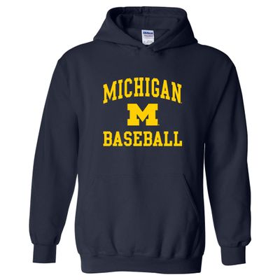 AH1095 - Michigan Wolverines Arch Logo Baseball Hoodie - Large - Navy