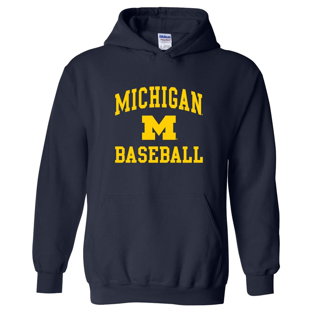 AH1095 - Michigan Wolverines Arch Logo Baseball Hoodie - Large - Navy