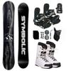 Symbolic Knotty Airtracks Men Snowboard & Bindings & Boots & Leash & Stomp & Gaiter Complete System Package (8.5 Men(Eu41) at White+BLK Bindg, 145cm Hybrid Rocker Board) view 1