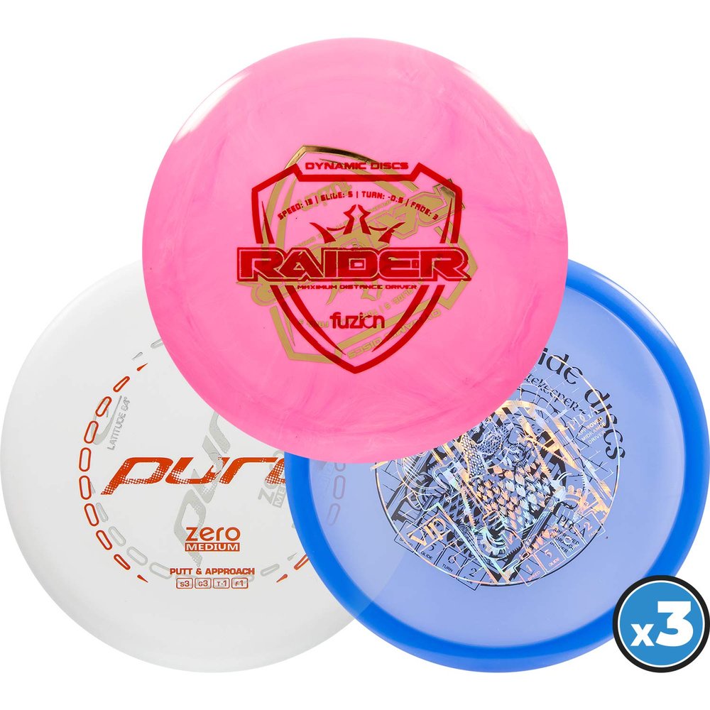 Dynamic Discs Disc Golf Starter Set (Misprint 3-Pack) - Multi-Pack Ideal for Disc Golf Gifts & Accessories for Men - All Premium Plastic Discs - Includes Molds from DD, Latitude 64 & Westside