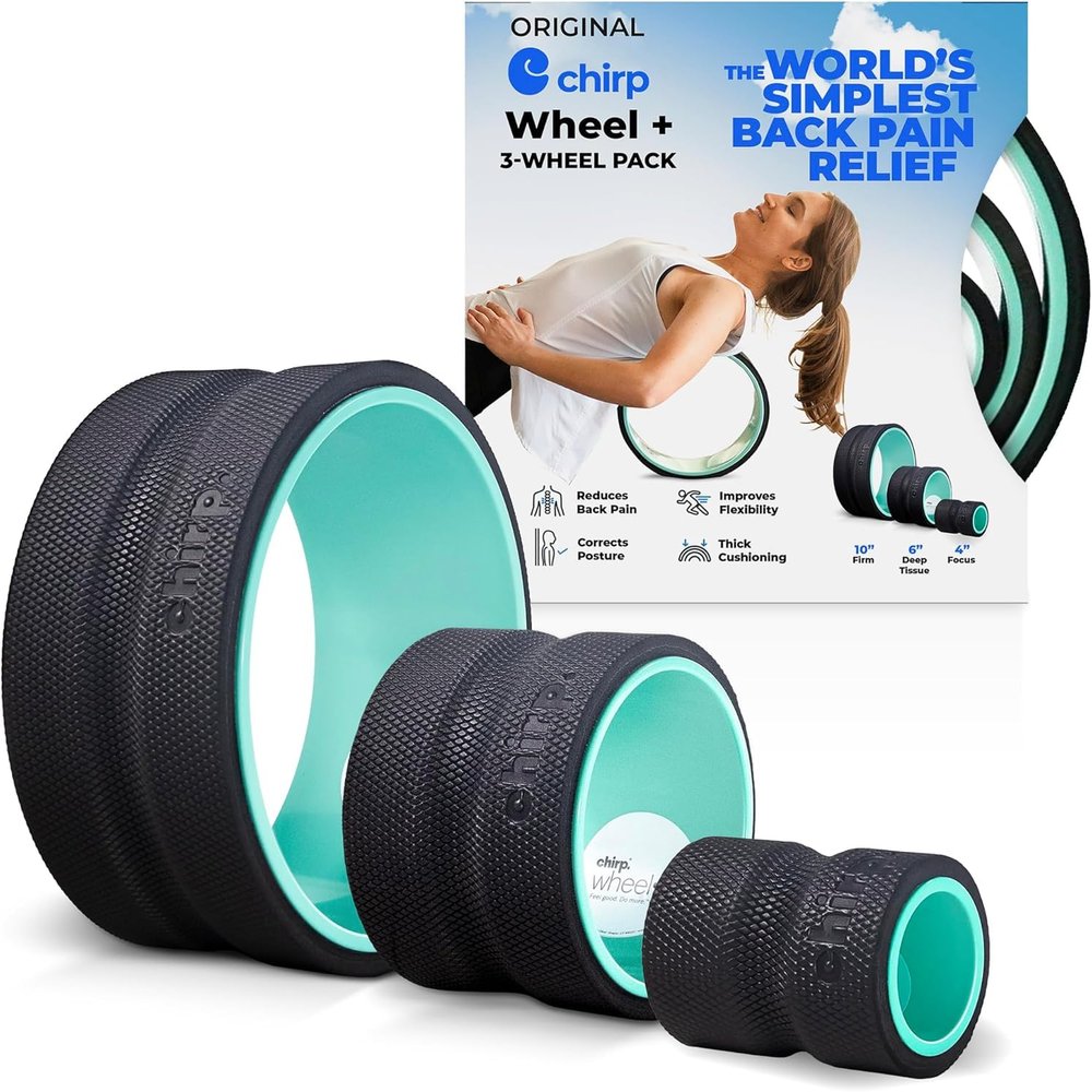 Chirp Wheel Foam Roller  Targeted Back & Neck Relief, Lumbar Spine Stretcher, Spinal Decompression Back Stretcher, Massage Roller with Density Foam for Physical Therapy, Supports 500lbs, 3-Pack Mint