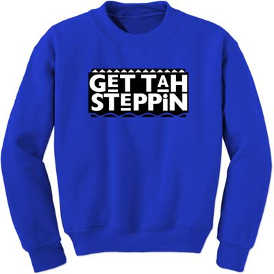 FerociTees Unisex Get Teh Steppin Lawrence Tah Da The X-Large Royal Blue Crewneck Sweatshirt