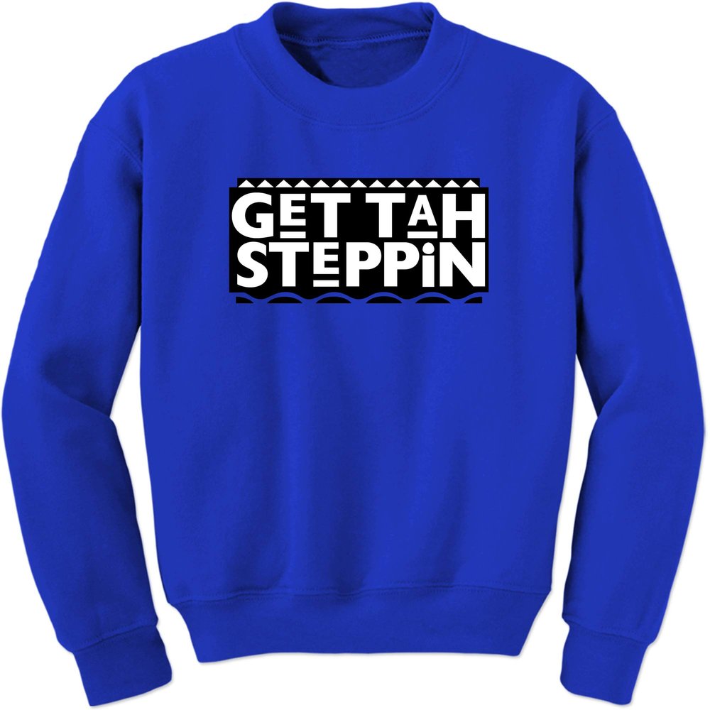 FerociTees Unisex Get Teh Steppin Lawrence Tah Da The X-Large Royal Blue Crewneck Sweatshirt