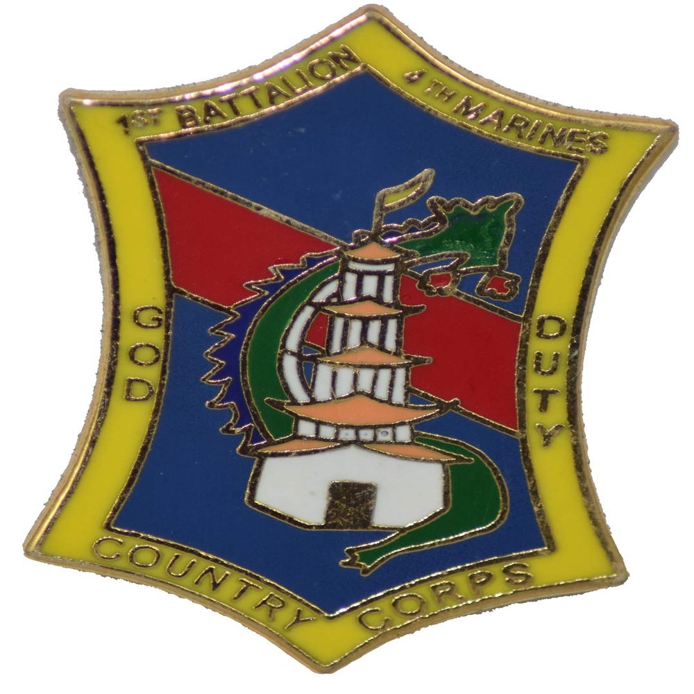 1ST BN 4TH MARINE LAPEL PIN OR HAT PIN - Size 1" - VETERAN OWNED BUSINESS