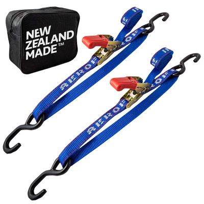 Heavy Duty Ratchet Boat Straps (Pack of 2) - 2,400lbs Break - 1" x 2.5' UV Treated Transom Tie Down Straps for Boat & Jet Ski
