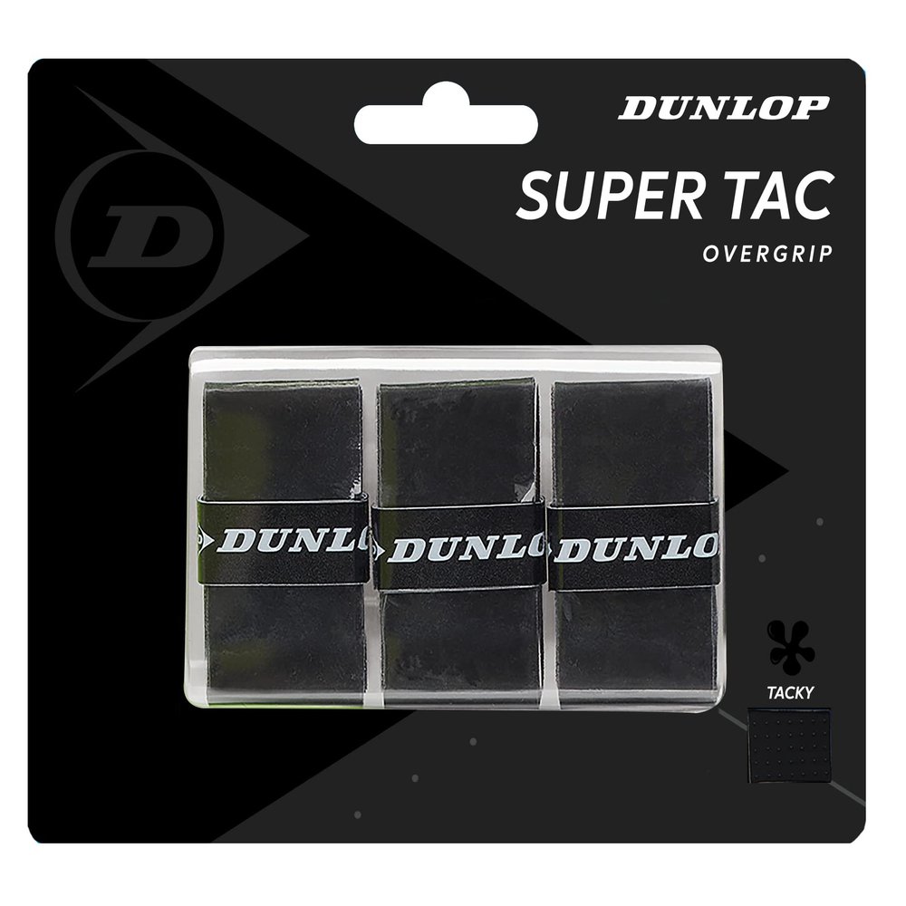 Dunlop Sports Super Tac Tennis Overgrip, 3-Pack, Black