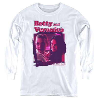 A&E Designs Riverdale Kids Long Sleeve Shirt Betty and Veronica White Tee, SM