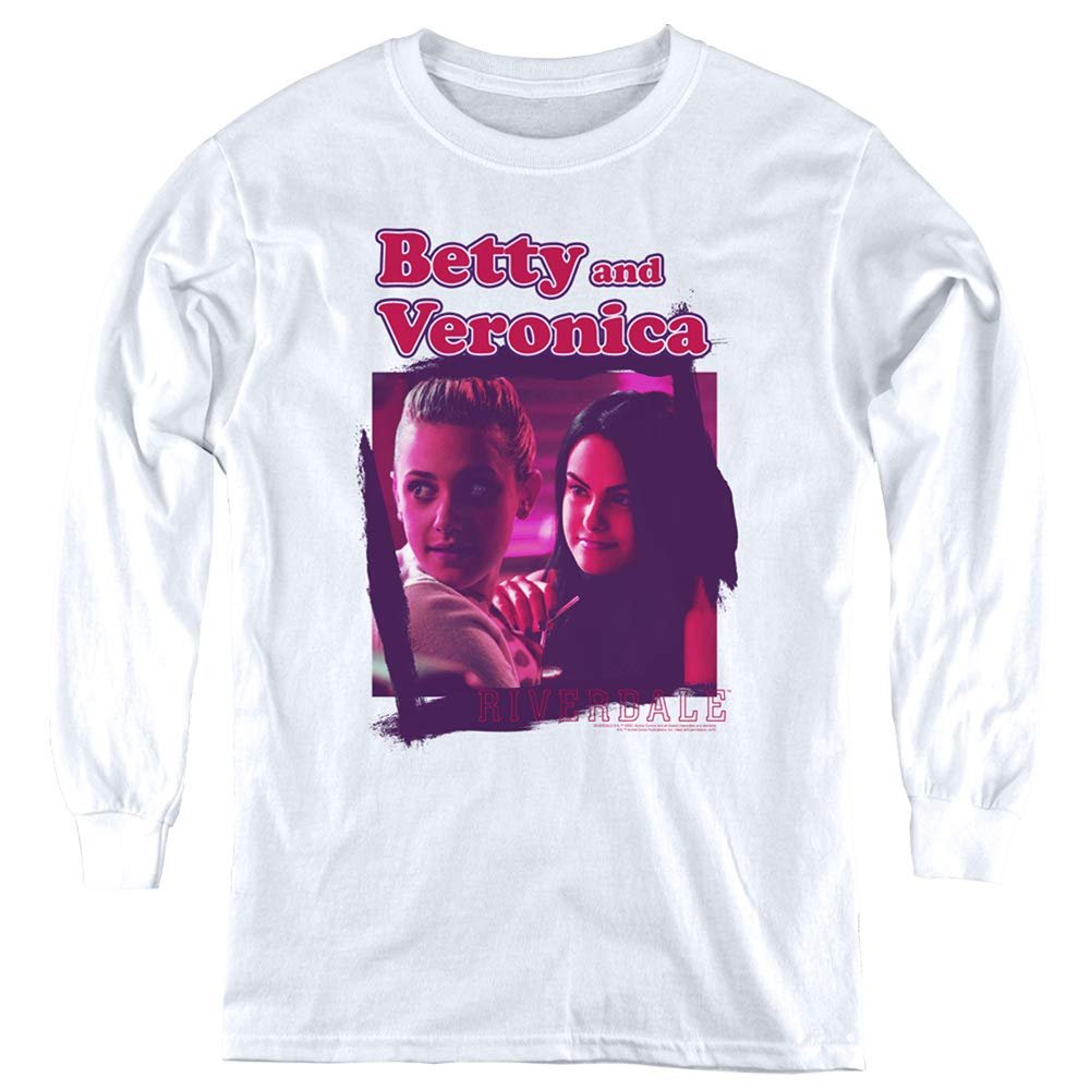 A&E Designs Riverdale Kids Long Sleeve Shirt Betty and Veronica White Tee, SM