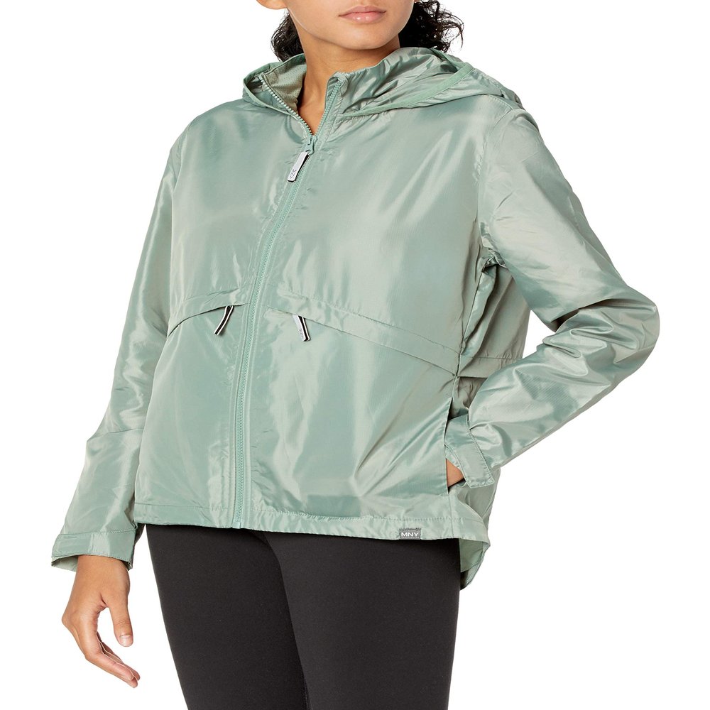 Andrew Marc Women's Plus Size Hooded Windbreaker, Green, Small