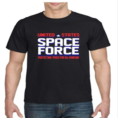 ALLNTRENDS Men's T Shirt United States Space Force USA Love Spaceship Tshirt (S, Black)
