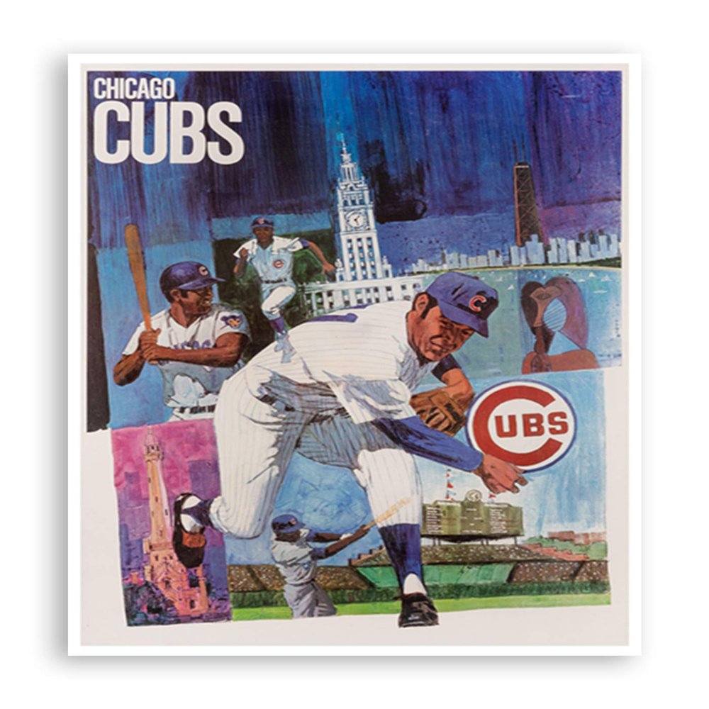 Chicago Cubs Poster Art Retro Print 12x16 Wall Decor