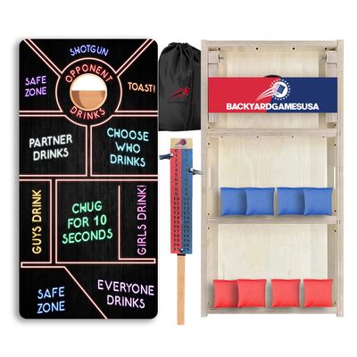 CornholeGamesUSA Pro Cornhole Boards Set | Made in USA | 3/4 Baltic Birch | No Bounce | Triple Thick Legs | Two Brace & Handles, Tournament 2x4 Regulation Set with Score Tower & Cornhole Bags