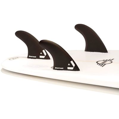 DORSAL Surfboard Fins Thruster 3 Set FCS Compatible Black Medium Fiberglass with Hexcore