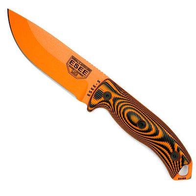 ESEE-5 1095 Carbon Steel, Black Kydex Sheath (Orange Blade, Orange/Black G10 3D Handle)