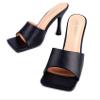 Cape Robbin Allure Womens Dressy Peep Toe Clear Transparent Strap Slip On Clear Heels - Nude (Black Pu, 6) view 4