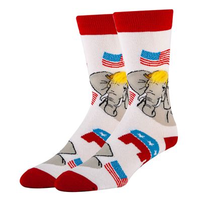 Men's Novelty Republican Crew Socks, Funny Crazy Silly Socks, Cool Socks, Right-Wing, Size 8-13