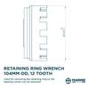 Marine Tech Tools Yamaha Retaining Ring Wrench 104mm OD, 12 Tooth, Attachment to Wrench Handle (AMT0031), Yamaha Bearing Carrier Removal Tool, Fits Yamaha Retaining Rings view 2
