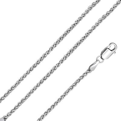 925 Sterling Silver Necklace Thin 1mm to 3.4mm Thick High Polished Solid Wheat Chain Necklace, Made In Italy (Available Length 16, 18, 20, 22, 24, 30 Inch), 16