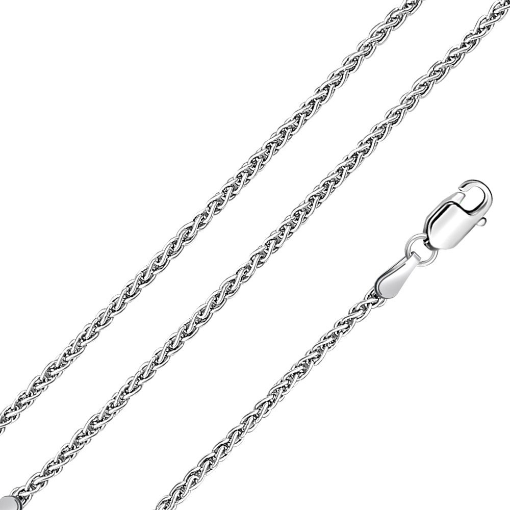 925 Sterling Silver Necklace Thin 1mm to 3.4mm Thick High Polished Solid Wheat Chain Necklace, Made In Italy (Available Length 16, 18, 20, 22, 24, 30 Inch), 16