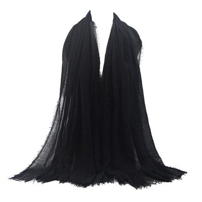 Black Scrves Women Viscose Maxi Crinkle Cloud Hijab