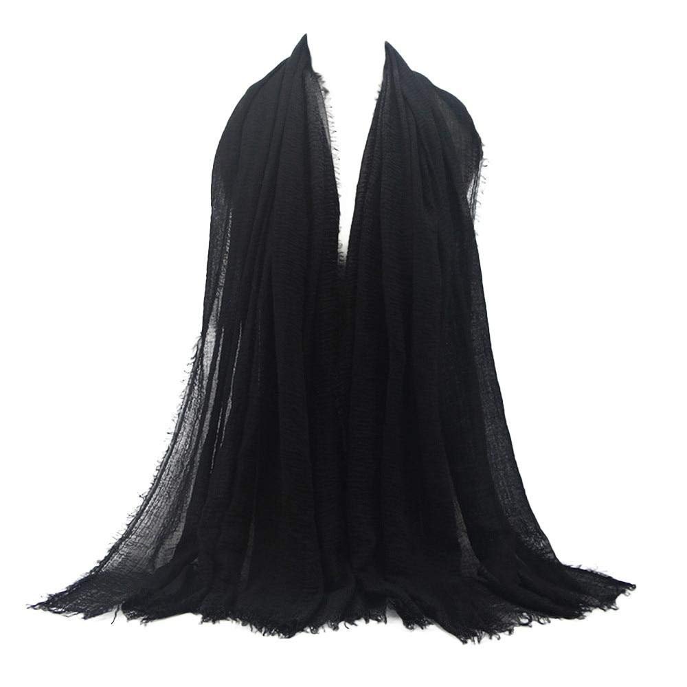 Black Scrves Women Viscose Maxi Crinkle Cloud Hijab