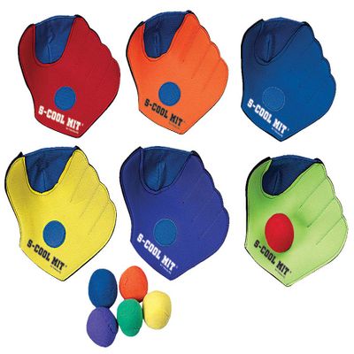 Great Lakes Sports Reversible Baseball Mitts for Left and Right Hand throwers with Hook and Loop Fasteners for Holding and catching The Ball (Set of 6 Mitts and 6 Balls)