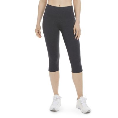 Energy Zone Women's Cotton Stretch High Waist Crop Legging, Charcoal Heather, Large