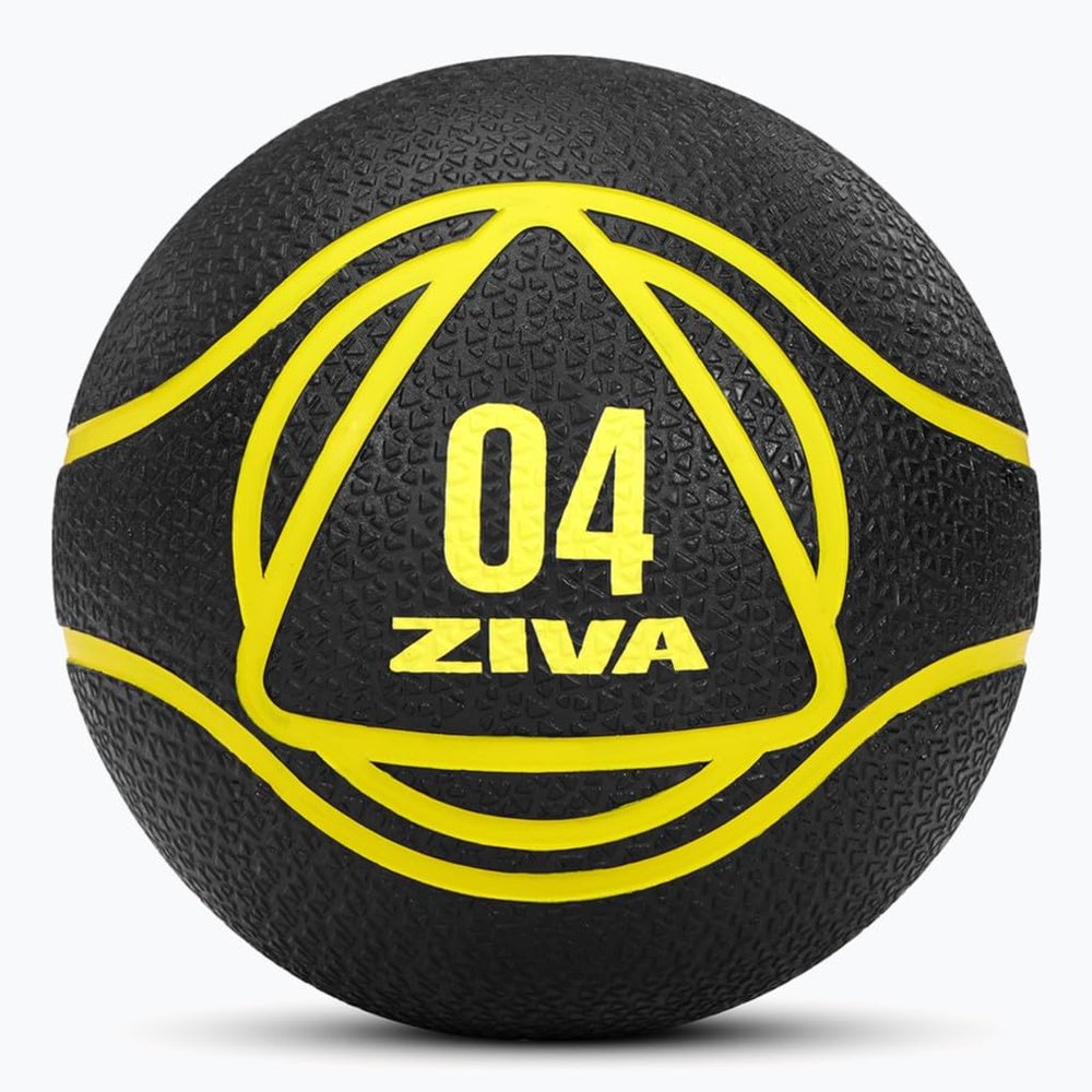 ZIVA Medicine Exercise Ball - Durable Rubber Shell, Easy-Grip Textured Finish - Strength Training, Core Workouts - Black 4lb