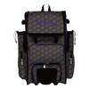 Boombah Rolling Superpack 2.0 3DHC Baseball/Softball Gear Bag - 23-1/2" x 13-1/2" x 9-1/2" - Dark Charcoal/Purple - Telescopic Handle - Holds 4 Bats - Wheeled Version view 1