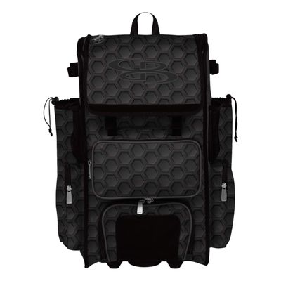 Boombah Rolling Superpack 2.0 3DHC Baseball/Softball Gear Bag - 23-1/2" x 13-1/2" x 9-1/2" - Black - Telescopic Handle - Holds 4 Bats - Wheeled Version