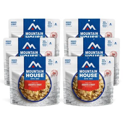 Mountain House Biscuits & Gravy | Freeze Dried Backpacking & Camping Food | 6-Pack