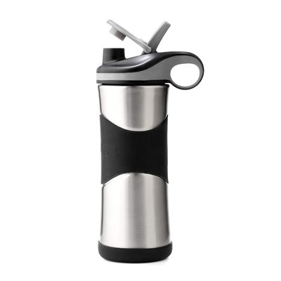 WAVE Water Bottle (1) 20 oz Single Pak | Vacuum Insulated Stainless Steel Bottle | Wide Mouth | Straw Lid with Chug Spout | Stainless Steel Straw, Silicone Grip, Silicone Boot | Easy Ice Load