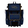 Boombah Rolling Superpack 2.0 3DHC Baseball/Softball Gear Bag - 23-1/2" x 13-1/2" x 9-1/2" - Navy/Gold - Telescopic Handle - Holds 4 Bats - Wheeled Version view 1