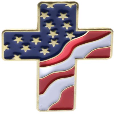 Christian American USA Flag Cross Hat or Lapel Pin PMS934 F4D10Z