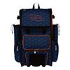 Boombah Rolling Superpack 2.0 3DHC Baseball/Softball Gear Bag - 23-1/2" x 13-1/2" x 9-1/2" - Navy/Orange - Telescopic Handle - Holds 4 Bats - Wheeled Version view 1