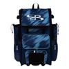 Boombah Rolling Superpack 2.0 Scratch Baseball/Softball Gear Bag - 23-1/2" x 13-1/2" x 9-1/2" - Navy/Columbia - Telescopic Handle - Holds 4 Bats - Wheeled Version view 1