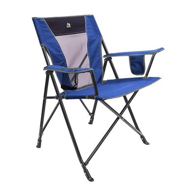 GCI Outdoor Comfort Pro Camping Chair | Collapsible Folding Chair with Durable Armrests, Drink Holder & Portable Carry Bag Heathered Royal