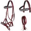 English Western Horse Leather Beaded Bitless Bridle Sidepull Rein 77RS13MG-F view 1
