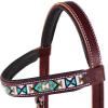 English Western Horse Leather Beaded Bitless Bridle Sidepull Rein 77RS13MG-F view 2