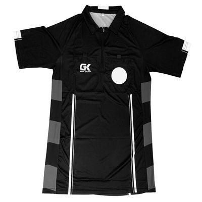 GK Ref Gear Men's Soccer Referee Jersey Short Sleeve (Large) Black