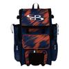 Boombah Rolling Superpack 2.0 Scratch Baseball/Softball Gear Bag - 23-1/2" x 13-1/2" x 9-1/2" - Navy/Orange - Telescopic Handle - Holds 4 Bats - Wheeled Version view 1