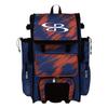 Boombah Rolling Superpack 2.0 Scratch Baseball/Softball Gear Bag - 23-1/2" x 13-1/2" x 9-1/2" - Royal/Orange - Telescopic Handle - Holds 4 Bats - Wheeled Version view 1