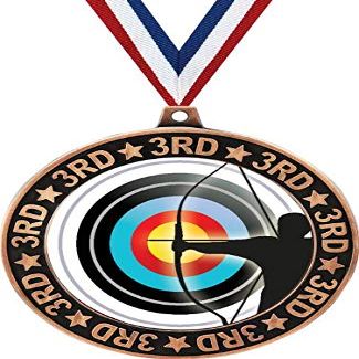 Archery 3rd Place Perimeter Medal Bronze, 2.75" Archery Shooter Prizes, Kids Archery Trophy Medal Awards 1 Pack