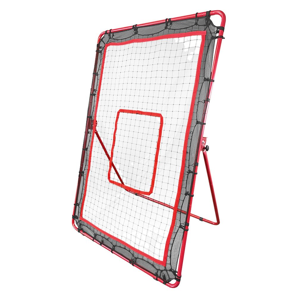 Hit Run Steal 71" x 43.5" Baseball/Softball Rebounder Net, Red - Adjustable Pitch Back with Strike Zone Target, Steel Frame, Reinforced Netting, Quick Setup for Home or Field