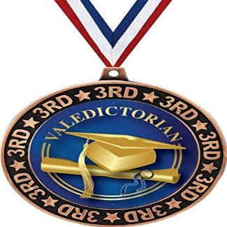 Graduation 3rd Place Perimeter Medal Bronze, 2.75" Graduate Valedictorian Prizes, Kids Valedictorian Trophy Medal Awards 100 Pack