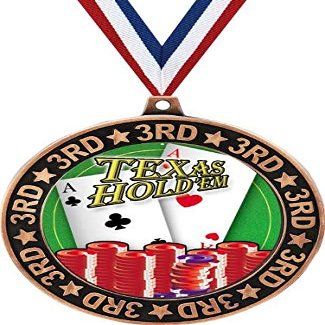 Poker 3rd Place Perimeter Medal Bronze, 2.75" Texas Holdem Poker Prizes, Kids Playing Cards Trophy Medal Awards 100 Pack