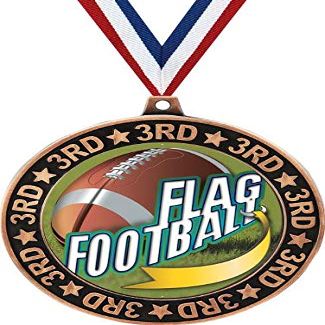 Flag Football 3rd Place Perimeter Medal Bronze, 2.75" Flag Football Prizes, Kids Flag Football Trophy Medal Awards 100 Pack Prime