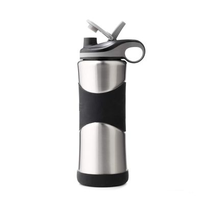 WAVE Water Bottle (1) 32 oz Single Pak | Vacuum Insulated Stainless Steel Bottle | Wide Mouth | Straw Lid with Chug Spout | Stainless Steel Straw, Silicone Grip, Silicone Boot | Easy Ice Load